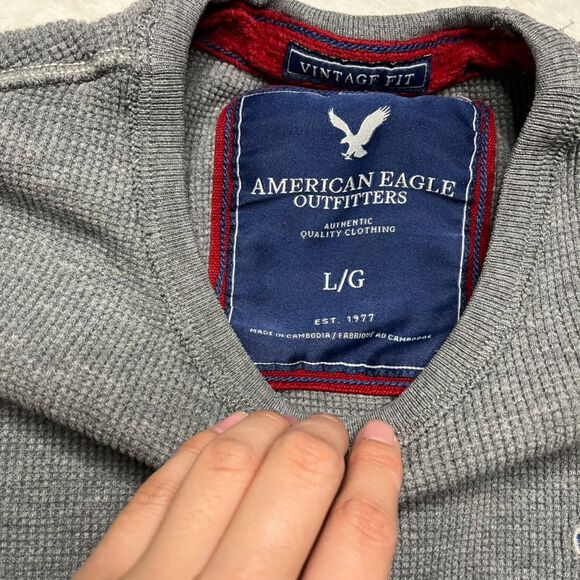 Mens Waffle Knit American Eagle Sweater - Picture 4 of 6